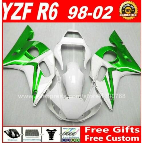 Fairing kit for YAMAHA YZF R6 98 99 00 01 02 green plastic 1998 1999 2000 2001 2002 fairings kits Y6A2