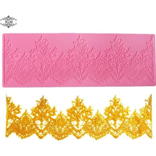 KLM lace silicone bakeable mold embossing mat cake decoration tools cake border silicone mold lace kitchen baking accessories