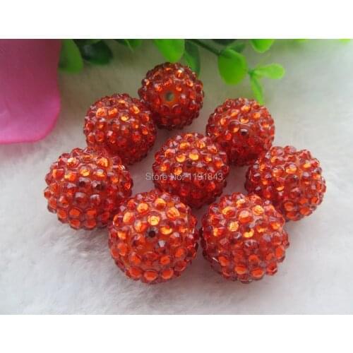 Kwoi vita 20mm 100pcs Chunky Resin Rhinestone Ball BeadsChunky Halloween Rhinestone Beads Orange Red Color Strips for Kids