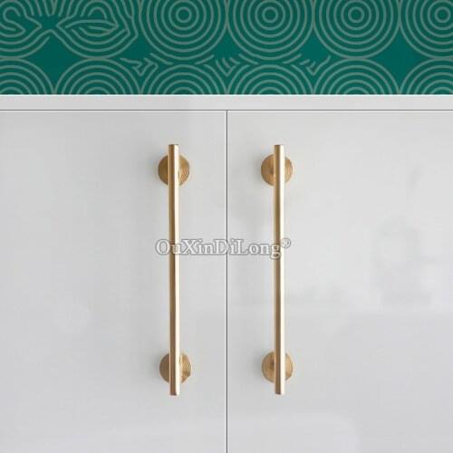 1PCS Brass Furniture Handles Gold Light Luxury Minimalist Long Nordic Drawer Knobs Cabinet Wardrobe Door Pulls GF451