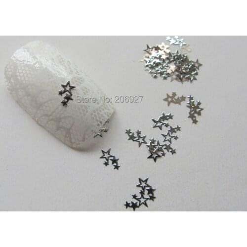 MS134-1 100pcs Silver Cute Stars Metal Sticker Nail Art Metal Sticker Nail Art Decoration Non-adhesive Sticker