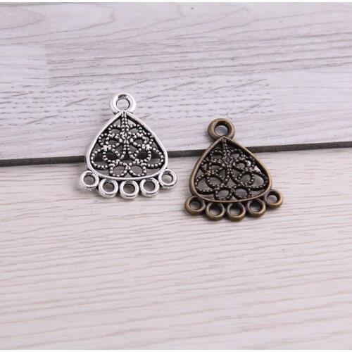 SWEET BELL 60pcs 18*22mm Two Color Zinc Alloy Vintage Pendant Charm Jewelry DIY Hollow Connector Pendant Necklace