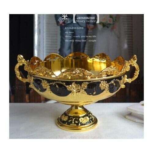 Fashion quality alloy luxury fashion home ktv fruit plate decoration candy plate dish European style storage tray SG016
