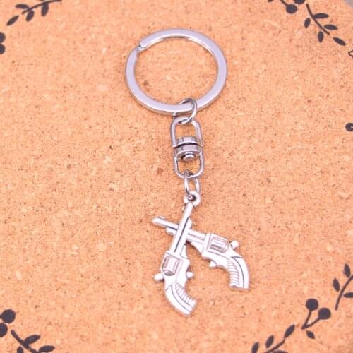 Fashion crossed pistols revolvers Keychain Pendant Key Rings Shoulder Bag Purse Car Accessories for Women Girl Kids Gift