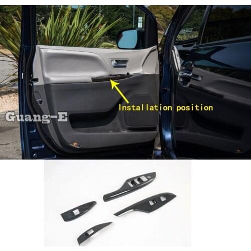 Car Sticker Armrest Lift Button Inner Door Window Glass Switch Panel Cover Trim 4pcs For Toyota Sienna 2018 2019 2020