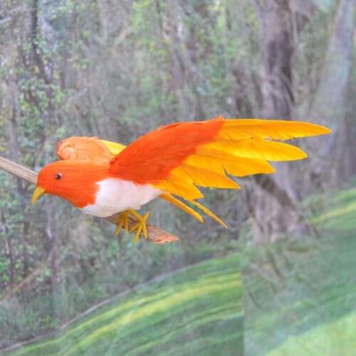 New wings simulation bird model plastic & furs cute orange bird model gift about 22cm 0970