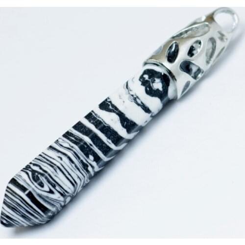 1pcs Zebra color Bullet Shape Natural Stone Real glass Necklaces Crystal Quartz Pendant Necklace For Female