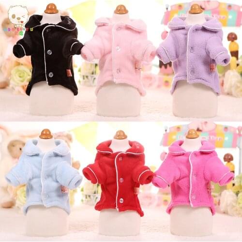 Pet Pajamas For Small Dogs Coral Fleece Dog Nightgown Fashion Dog Clothes Cozy Cat Coat Yorkshire Teddy Puppy Dog Pajamas