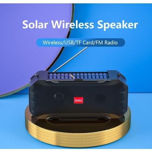 Solar Charging Bluetooth Speaker Portable Wireless Speakers Bass Subwoofer FM Radio TF Card USB Column Music Box With Flashlight