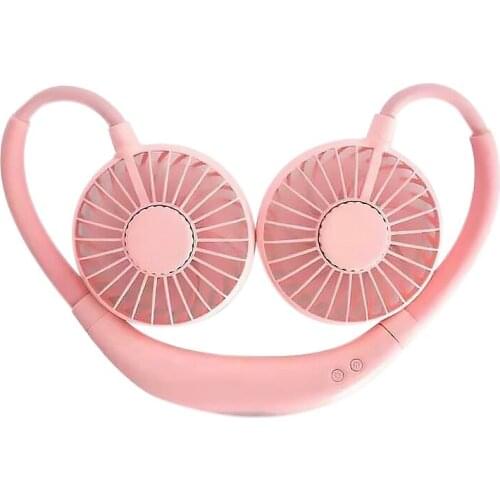 Portable Neck Hanging Fan USB Rechargeable Colorful Lights Cooler Mini Neck Dual Heads Home Office Outdoor Sports Fan