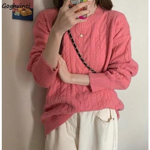 Women Pullovers O-neck Solid 5 Colors Vintage Basic Daily Elegant Office Lady Outdoor Korean Style Fashion Soft Popular Sweater