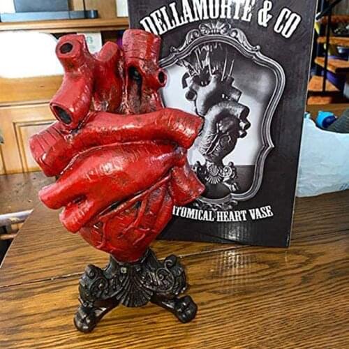 Modern Resin Flower Vase Anatomical Heart Style flower Pot Modern Heart Model for Office Home Desktop Decoration