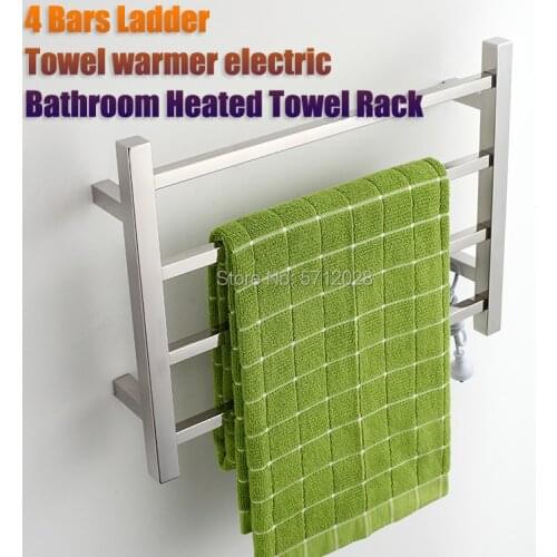 American style Bathroom Heated Towel Rack Rail 4 Bars Ladder Electric 304 stainless steel Clothes/towel warmer rack for bathroom