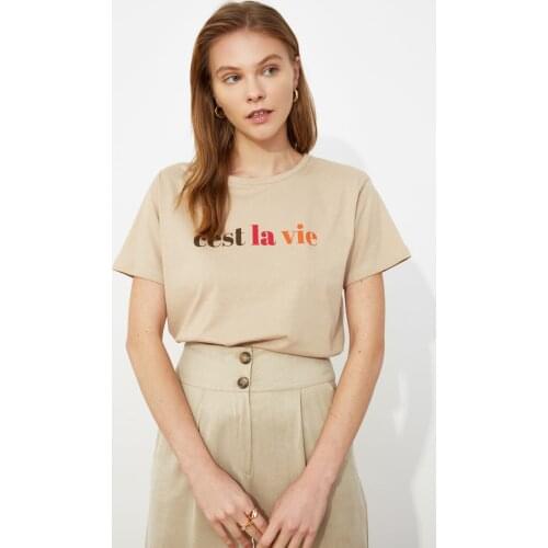 Trendyol Printed Semi-fitted Knitted T-Shirt TWOSS21TS0534