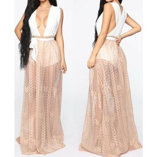 2019 Summer Sexy Women Mesh Sheer High Waist Transparent Long Skirt Beach Cover Up Ladies Loose Hot Skirts Tulle Cover-Ups