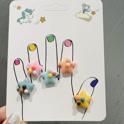 1Pcs Love Cute Sweet Kids Rings Design Star For Children Ewelry Fashion Multicolor Ring Girls Gifts Princess Decoration Kinds