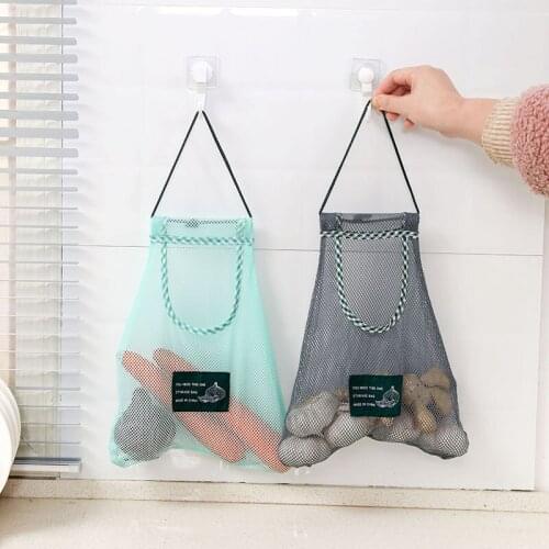 1Pcs Kitchen Fruit and Vegetable Storage Mesh Bag Multi-purpose Drawstring Machine Washable Ginger Garlic Onion Sorting Bag Box