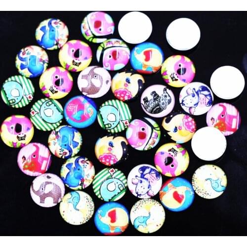 10PCS Mixed Random 18mm Glass Cameo Cabochons Round Dome Flower Elephant Wave Embellishment Scrapbook Handbag Crafts Accessories