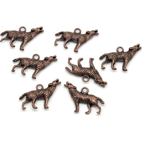 Free Shipping 100pcs Antique Copper Tone Wolf Charms Pendants 25x18mm Jewelry Findings Wholesale J0108F