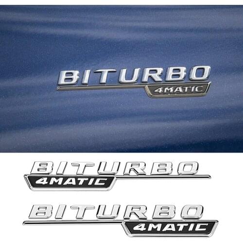 2pcs Car Front Fender BITURBO 4MATIC Logo Sticker For Mercedes Benz AMG GLA GLC GLE GLS CLS GT E S Class Car Tuning Accessories