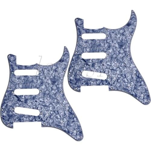 2Pcs Gray Pearl Guitar Pickguard for Electric Strat Replacement 3 Ply 11 Hole