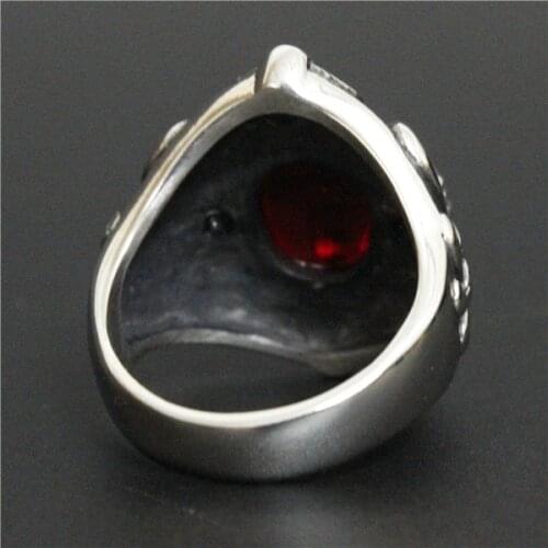 2016 Popular Mens Jesus Cross Ring With Red Crystal Stone 316L Stainless Steel Top Quality Fashion New Design Gothic Punk Ring