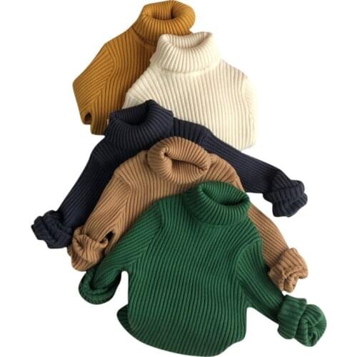 2021 New Kids Sweater Solid Color Autumn Winter Warm Long Sleeve Turtleneck Sweater Tops for Vacation Birthday Party Holiday