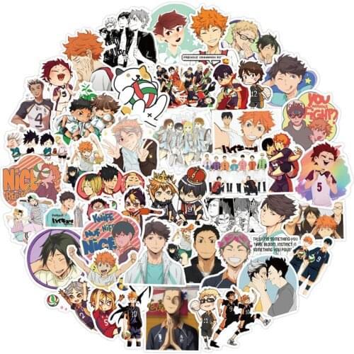 50/100pcs Manga Haikyuu!! Stickers Hinata Shoyo PVC Stickers Japan Anime Collection stickers LD