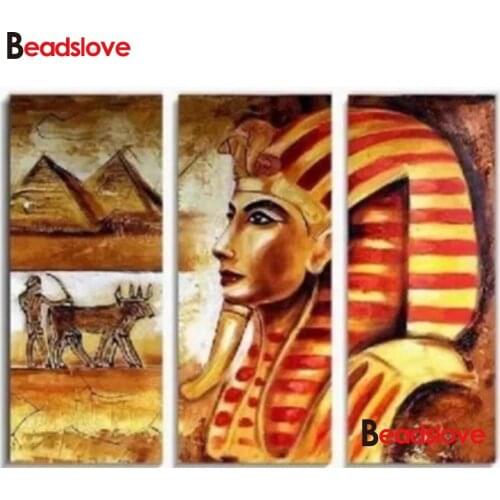 Diamond embroidery Egyptian Pharaoh full drill diy Pyramid scenery cross stitch diamond painting mosaic Famous building 3 pcs