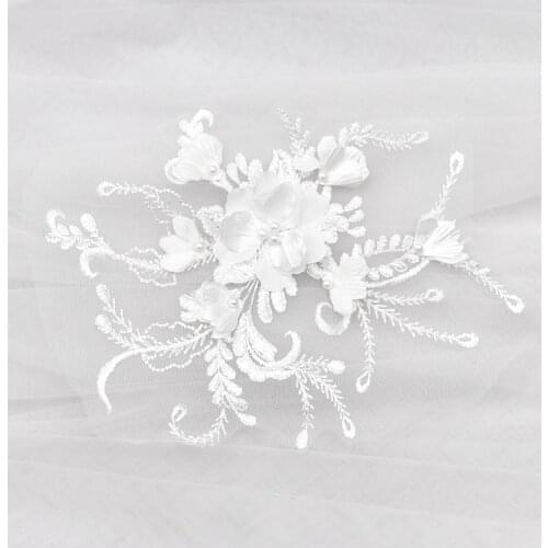 8 Colors 3D Applique French Lace Wedding Dress Applique DIY Bridal Headdress Ivory Lace Collar Lace Fabric