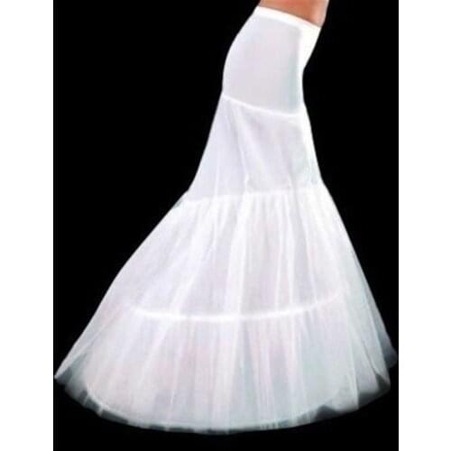 White 2-Hoop Mermaid Wedding Dress Bridal Gown Petticoat Crinoline Underskirt
