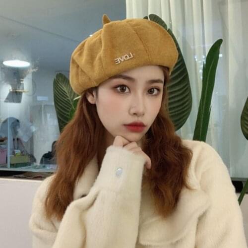 Autumn and Winter Wool Beret Feminine Letter Painter Hat Fashion Wild Hat Beret Ladies Hat Beret Female Hat