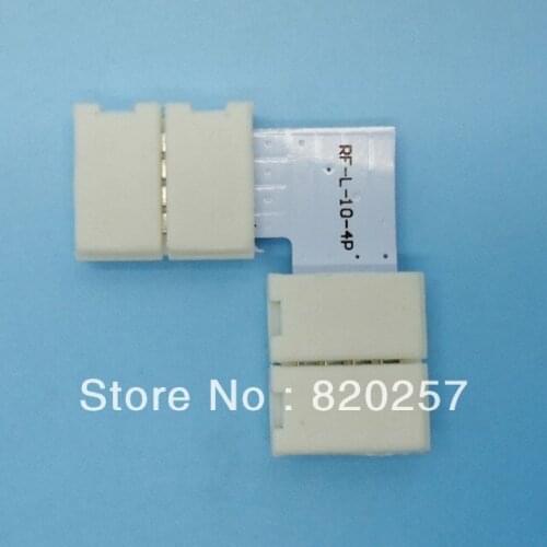 Free shipping 20pcs lot 10mm width 4pin led strip middle connectors L shape without soldering for 10mm RGB strip