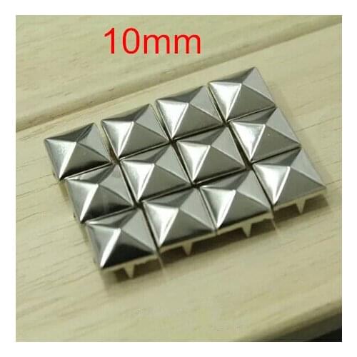 Free Shipping - 300 pcs Nickel Color Plump Pyramid Metal Rivet Stud Spikes 10*10mm Square Punk Rock DIY Clothes,Bags,Shoes Stuff