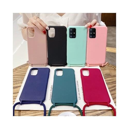 Crossbody Cord Phone Case For Samsung A21S A12 A32 A41 A51 A71 S21 S20 S8 S9 S10 Plus Note 20 Ultra Lanyard Silicone Cover Strap