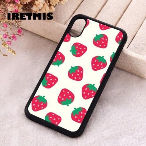 Iretmis 5 5S SE 2020 Phone Cover Case for iPhone 6 6S 7 8 Plus X Xs XR 11 12 Mini Pro Max Rubber Silicone Strawberry Pattern