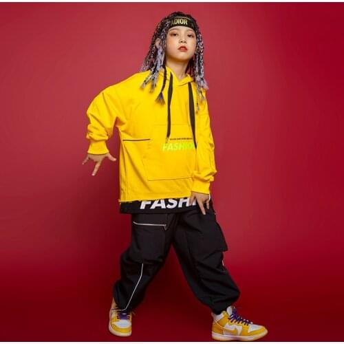 Kid Hip Hop Clothing Hoodie Sweatshirt Shirt Top Streetwear Black Tactical Cargo Pants for Girls Boys Jazz Dance Clothes Costume