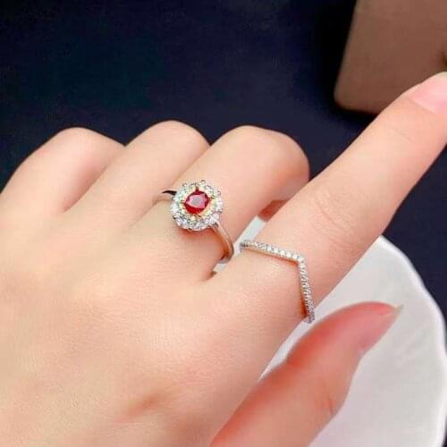 Elegant lovely crown square two wears S925 silver natural red ruby ring natural gemstone ring woman wedding gift fine jewelry