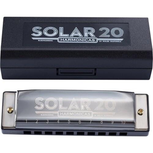 KONGSHENG 10 Holes Harmonica Diatonic Blues Harp Mouth Organ Key of C Reed Musical Instrument for Beginner Black Golden Blue