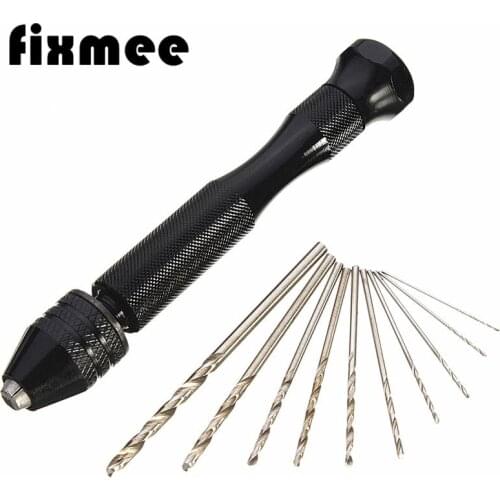 Hot Sale 10pcs Twist Drill Bit Mini Micro Aluminum Alloy Hand Drill With Keyless Chuck Woodworking Drilling Rotary Tools