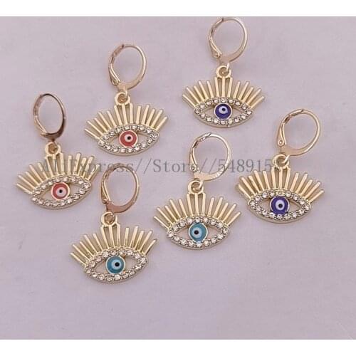 Delicate Beautiful gold blue Eye Earring Inlaid zircon Rhinestone Eye Ear Studs New Fashion Evil Eye Earrings Women Jewelry gift