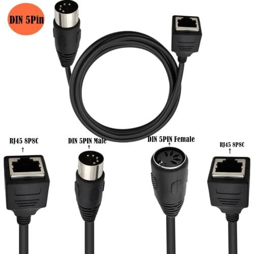 Large DIN 5pin Male To Female To RJ45 Female 8p8c Audio Connection Cable MIDI To RJ45 Adapter Cable 0.5m 1m 1.5m