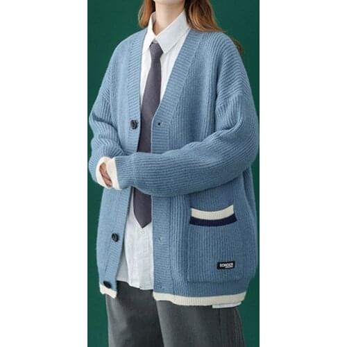 Legible Casual V-neck Knitted Cardigan Women Autumn Winter Female Cardigan Fashion Loose Ladies Sweater