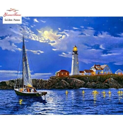 GOLDEN PANNO Diamond Painting Full Square 5D Diy Daimond Embroidery Diamant Mosaic Sale rhinestones pictures night of the sea03