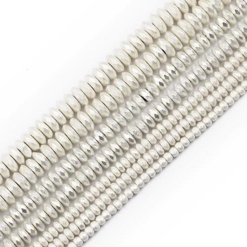 JHNBY Diy Faceted Flat Round Hematite Matte Silvers Gold Natural Stone 3/4/6/8mm Spacer Loose Beads For Jewelry Making bracelets