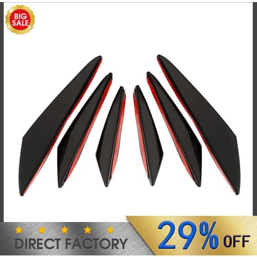 Fashion 6 Pcs Car Body Kits Front Bumper Fin Splitter Spoiler Universal Rubber Canard Valence Paste Type Maintenance Decoration