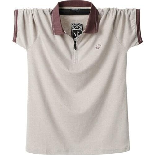 Men Polo Shirts Summer Men Business Casual Breathable ZipTurn-down Collar Oversize Men Tees Polo Cotton Polo Shirt Plus Size 6XL