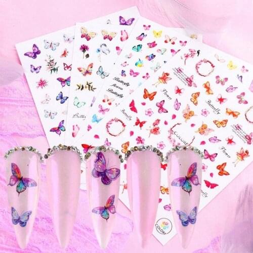 1 Pcs New 5D Nail Sticker Flower butterfly Shaped Decals Stickers For Nail Foil Love Heart Design Nail Art Decoration