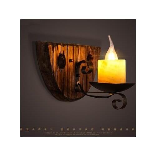 American Loft Style Wood Marble Wall Sconces Vintage Wall Light For Home Antique Industrial LED Wall Lamp Indoor Lighting