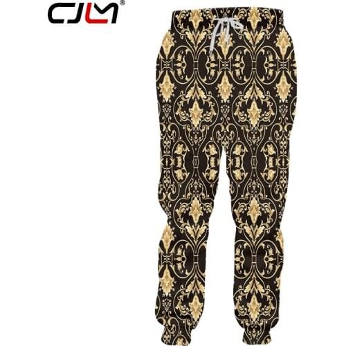 CJLM Man New Luxury Golden Pattern Sweatpants 3D Printed Baroque Big Size Clothing Unisex Spring Mens Loose Pants Dropshipping